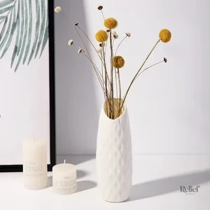 Vase nordique blanc minimaliste 22 cm pour décoration intérieure