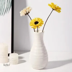 Vase blanc minimaliste nordique 20 cm pour décoration intérieure
