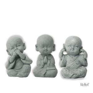 Sculpture moderne de trois Bouddha de la sagesse