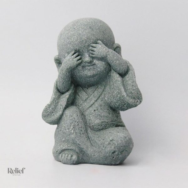 Statue Bouddha trio symbolisant la sagesse