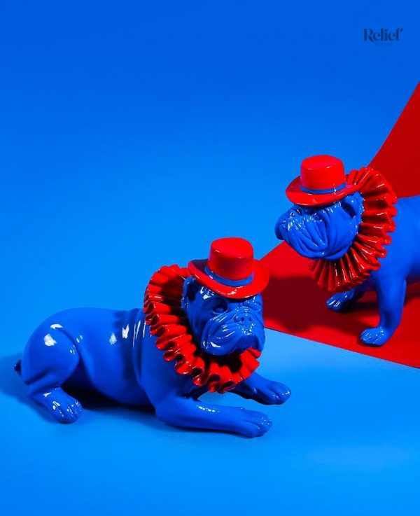 Bouledogue en résine, élément décoratif moderne