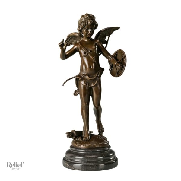 Cupidon, sculpture en bronze, 39 cm, pour intérieur raffiné