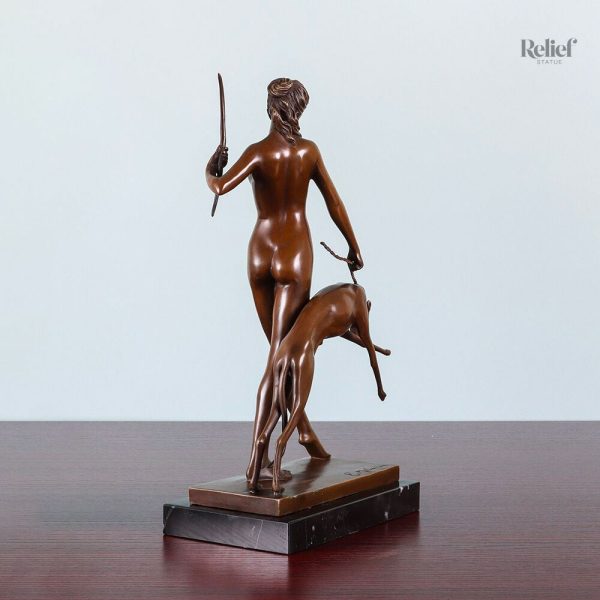 Statue Diane 31 cm, œuvre en bronze authentique