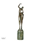 Oeuvre d'art en bronze Femme, sculpture 44 cm, élégance artistique