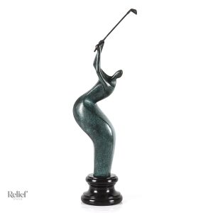Œuvre en bronze, golf, 42 cm, décoration artistique
