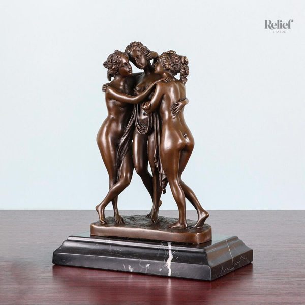 Bronze véritable, représentation des Trois Grâces, 25 cm