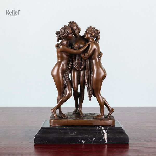 Sculpture artistique en bronze, Les Trois Grâces, 25 cm