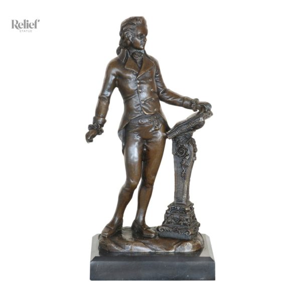 Sculpture en bronze véritable, représentation de Mozart en 21 cm