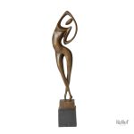 Sculpture élégante en bronze véritable, femme debout
