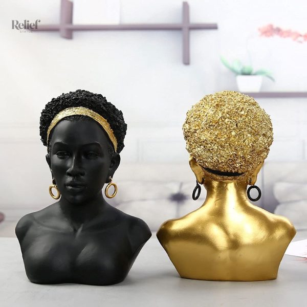 Détail du buste africain, sculpture femme 25 cm