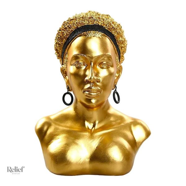 Sculpture unique de femme, buste africain 25 cm
