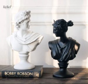 Sculpture d'Apollon en marbre, buste classique de 30 cm