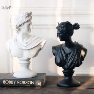 Sculpture d'Apollon en marbre, buste classique de 30 cm