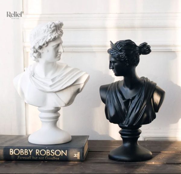 Sculpture d'Apollon en marbre, buste classique de 30 cm