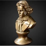 Buste de Beethoven doré 30 cm, sculpture décorative
