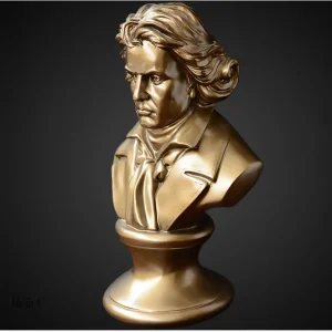 Buste de Beethoven doré 30 cm, sculpture décorative