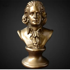 Buste doré de Mozart, sculpture décorative de 30 cm