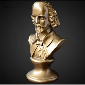 Buste doré de Shakespeare 30 cm en sculpture décorative