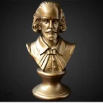 Buste doré de Shakespeare, sculpture classique de 30 cm