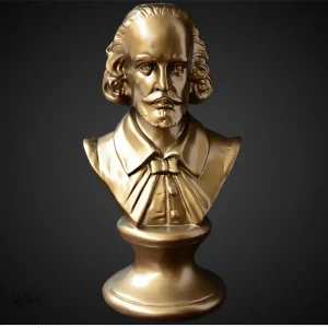 Buste doré de Shakespeare, sculpture classique de 30 cm