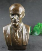 Buste Lénine en laiton, sculpture de 17 cm de hauteur