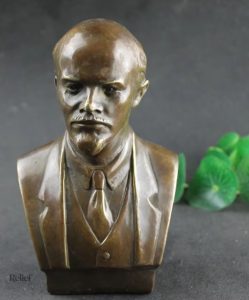 Buste Lénine en laiton, sculpture de 17 cm de hauteur