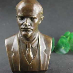 Buste Lénine en laiton, sculpture de 17 cm de hauteur