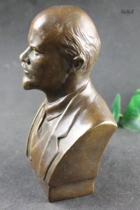 Buste Lénine en laiton, œuvre d'art historique, 17 cm