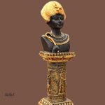 Buste égyptien de pharaon, élément décoratif unique