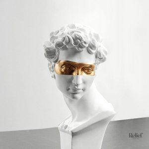 Figurine buste grecque David, 15 cm, art classique