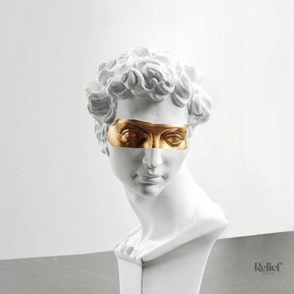Figurine buste grecque David, 15 cm, art classique