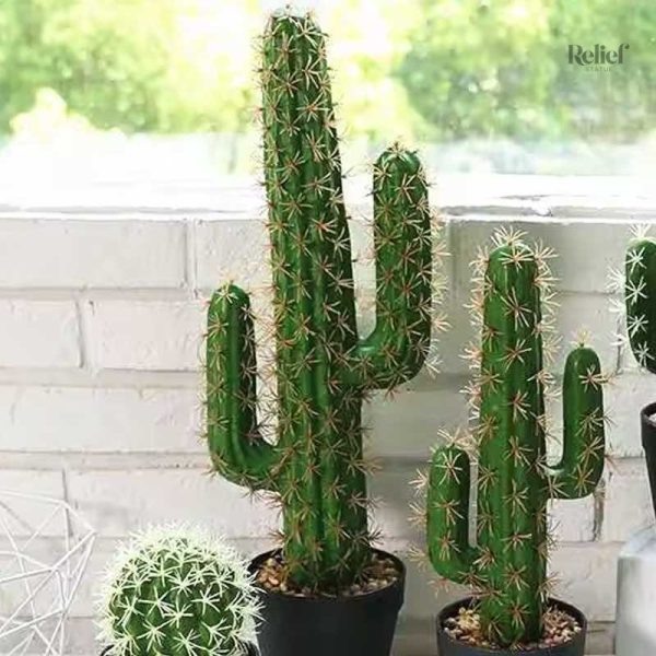 Plante synthétique cactus, accessoire décoratif vert