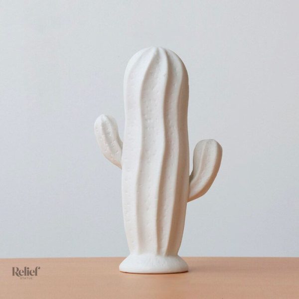 Sculpture design, cactus blanc, objet d'art moderne