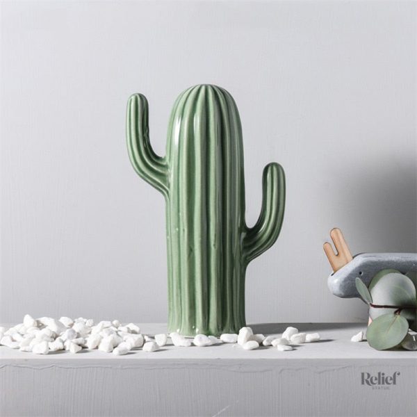 Sculpture design de cactus en céramique