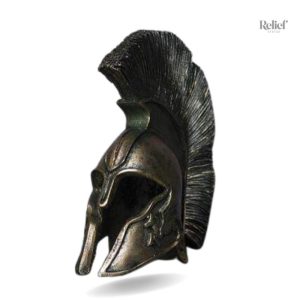 Casque Spartiate effet bronze 15 cm en sculpture décorative
