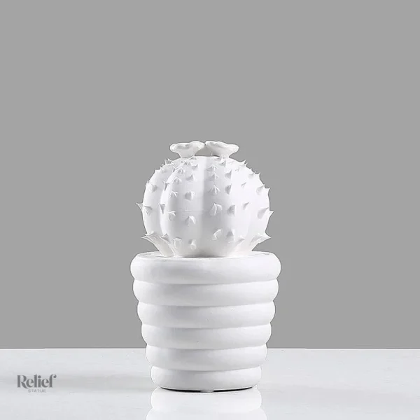 Cactus contemporain en céramique 27 cm, style chic
