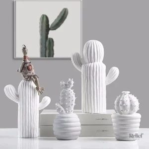 Cactus déco moderne en céramique 27 cm