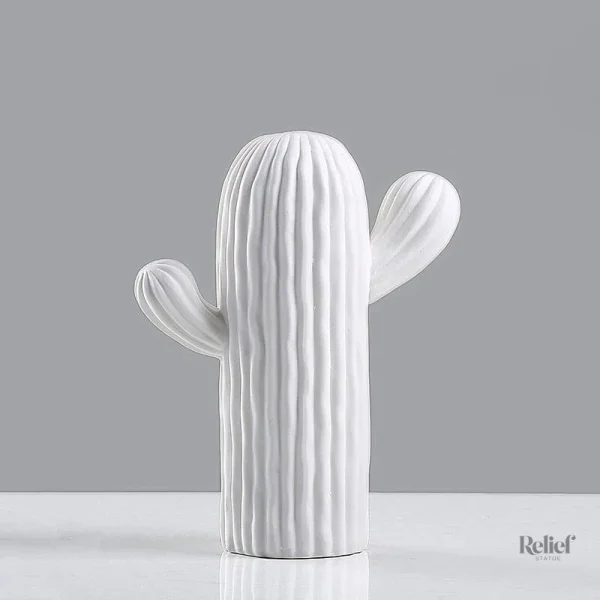 Cactus blanc céramique 16 cm pour décoration