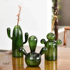 Vase cactus déco en verre 15 cm