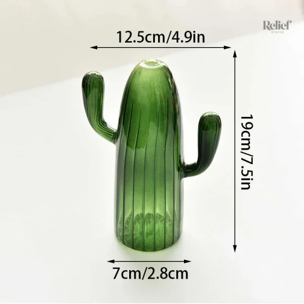 Vase déco cactus en verre, style unique pour étagère
