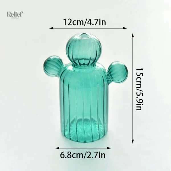 Vase cactus, accessoire élégant en verre pour votre maison