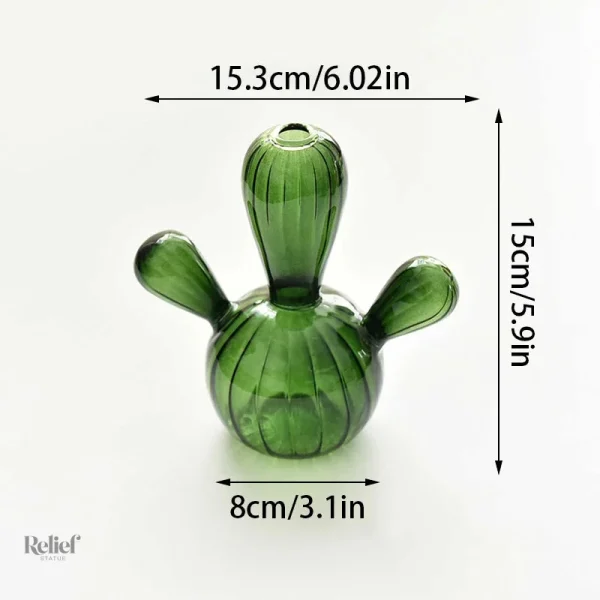 Cactus en verre de 15 cm, accessoire déco élégant