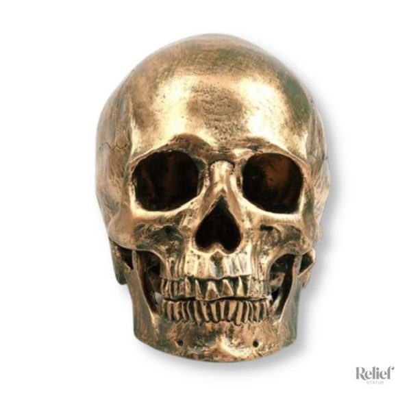 Statue Tête de Mort Dorée 14 cm pour décoration intérieure