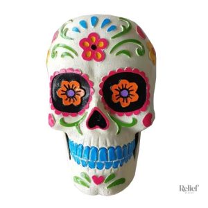 Crâne mexicain blanc décoratif 12 cm pour une ambiance festive