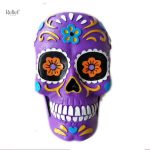Crâne décoratif mexicain violet de 12 cm pour la maison