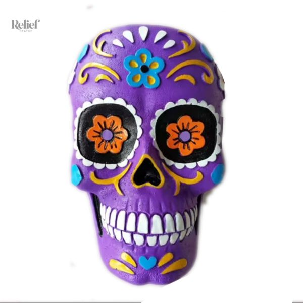 crane-mexicain-violet-12-cm-1 Crâne décoratif mexicain violet de 12 cm pour la maison