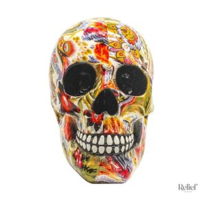 Crâne décoratif mexicain coloré de 15 cm