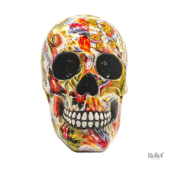 Crâne décoratif mexicain coloré de 15 cm