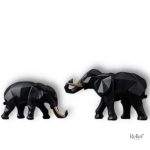 Statue déco éléphant origami duo en résine