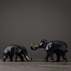 Éléphants décoratifs en style origami moderne